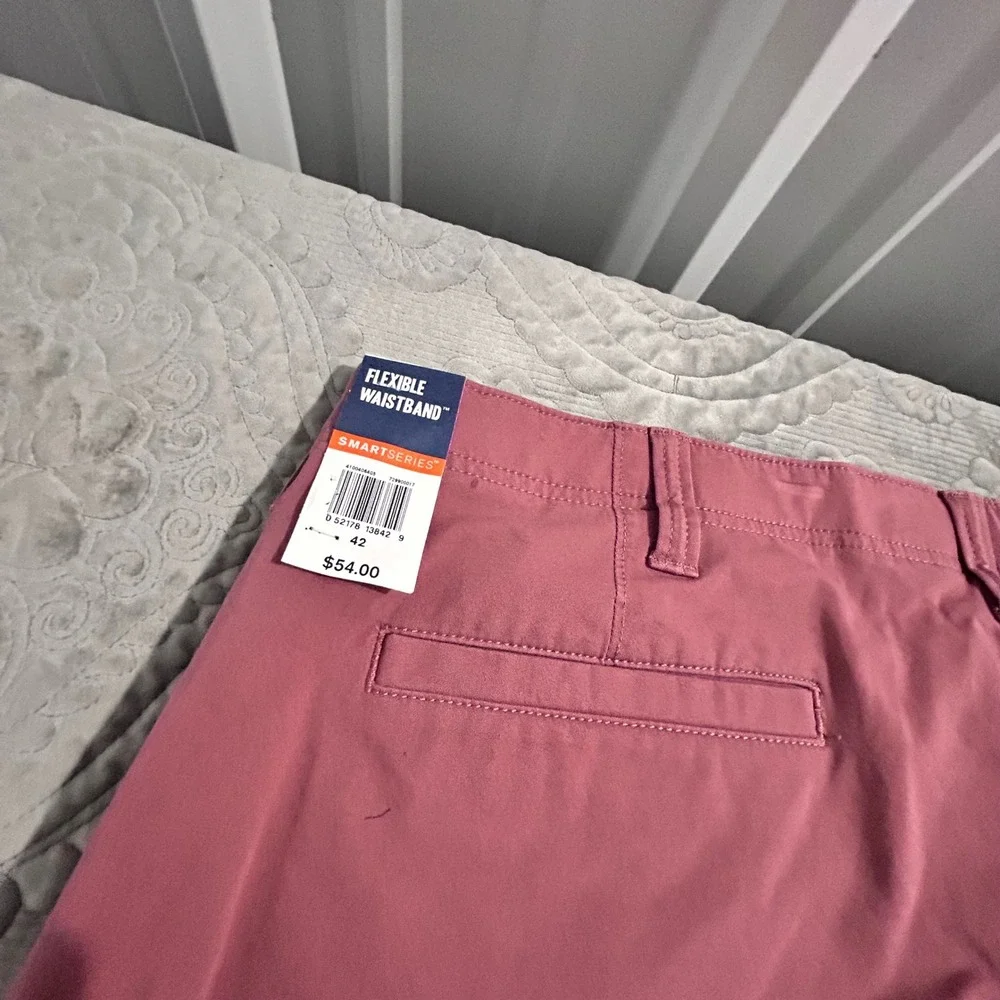 Dockers Mens Smart 360 Flex Chino Shorts 42 Clay Pink Smart Series Stretch New